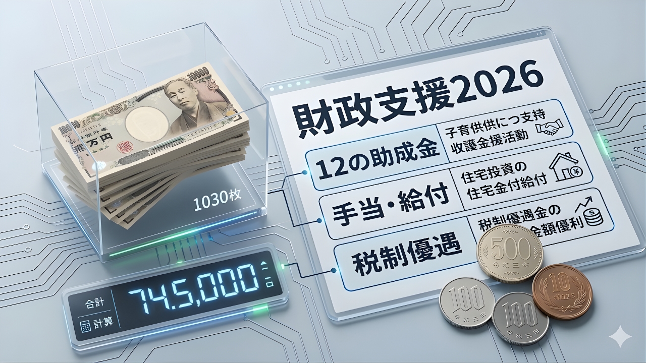 【2026年最新版】家計を救う12の政府支援｜助成金・手当・減税を総まとめ